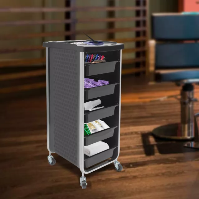 Salon Cart for Hair Stylist Dryer Holder for Barber Store with Wheels&5Drawers