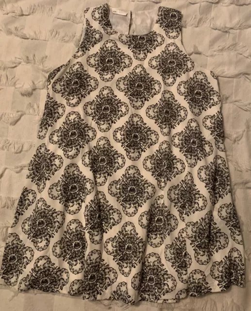 RVCA Women's XL X-Large Sleeveless Dress Lined White Black Floral Fit Flare