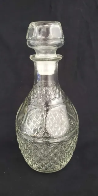 Botella decantadora de licor de vino de vaso grabado vintage Crown Royal 1 quid uvas de diamante