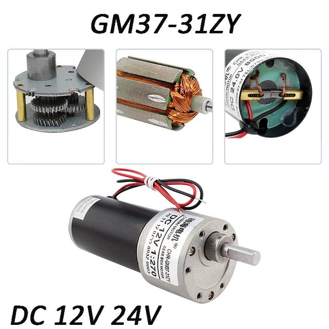 Permanent Magnet DC Tubular Gear Motor GM37-31ZY Reversible 12V 24V High Torque