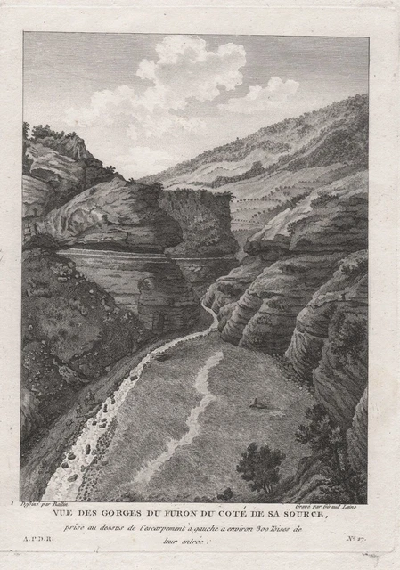 Gorges du Furon Sassenage Isere Auvergne  estampe gravure 1780