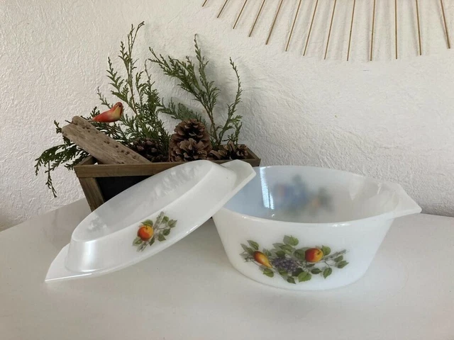 Cocotte Arcopal France - Vintage - Décor Fleurs Marguerites - Blanc - Four électrique/gaz