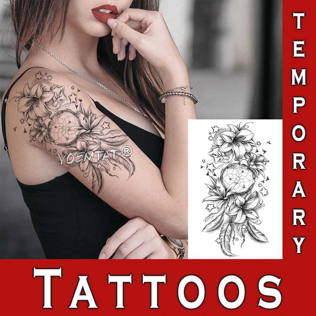 Fake Tattoo Drawing Ideascrease TEMPORARY ROSE TATTOO Fake Body Tattoos Realistic Look Flower Drawing ...