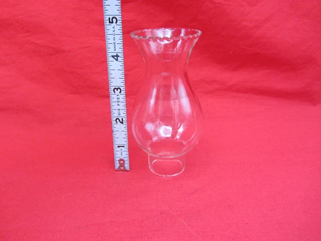 Vtg Crimped Miniature Glass Oil Hurricane Lamp Chimney Globe Shade 4.5 X 1-1/4"