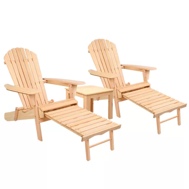 3-Piece Adirondack Chair Set Outdoor Beach Furniture Pool Garden Lounge Foldable 3