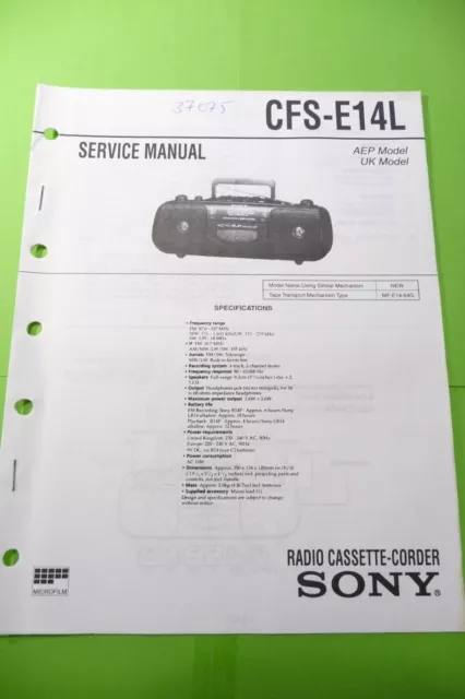 Service Manual-Anleitung für Sony  CFS-E14 L ,ORIGINAL !