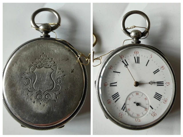 ANCIENNE MONTRE DE gousset argent Massif à clé Fonctionne Pocket Watch