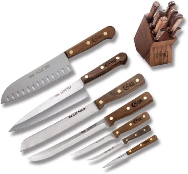 Case Cutlery Kitchen Blade Nine Piece Wooden Block Walnut Handle Knife Set 10249