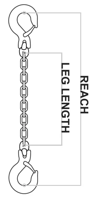 3/8" x 10' FT Adjustable Grade 100 Single Leg Chain Sling Tagged & Rated Latch 2