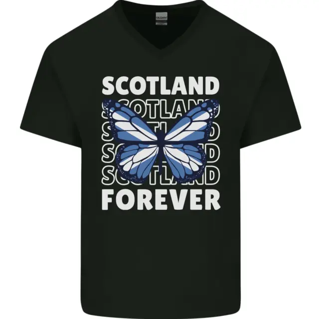 Scozzese Farfalla Scozia Uomo Scollo A V Cotone T-Shirt