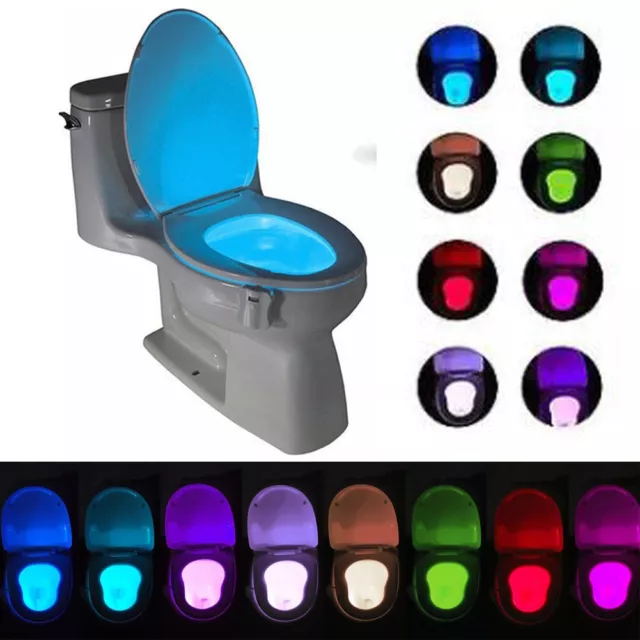 LED Bathroom Motion Activated Lights Night Sensor Bowl Seat Lamp 8 Color Lamp