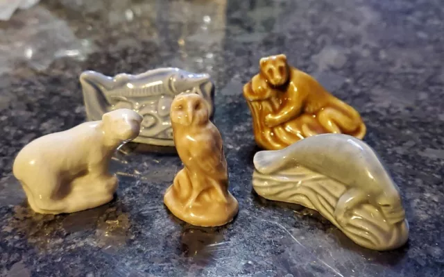 5 RED ROSE TEA WADE ENGLAND Figurines from Endangered Species Series Manatee Owl