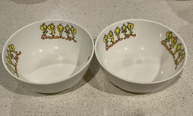 Vintage Tweety Bird Looney Tunes Fataco Melamine Cereal Bowl Set of 2