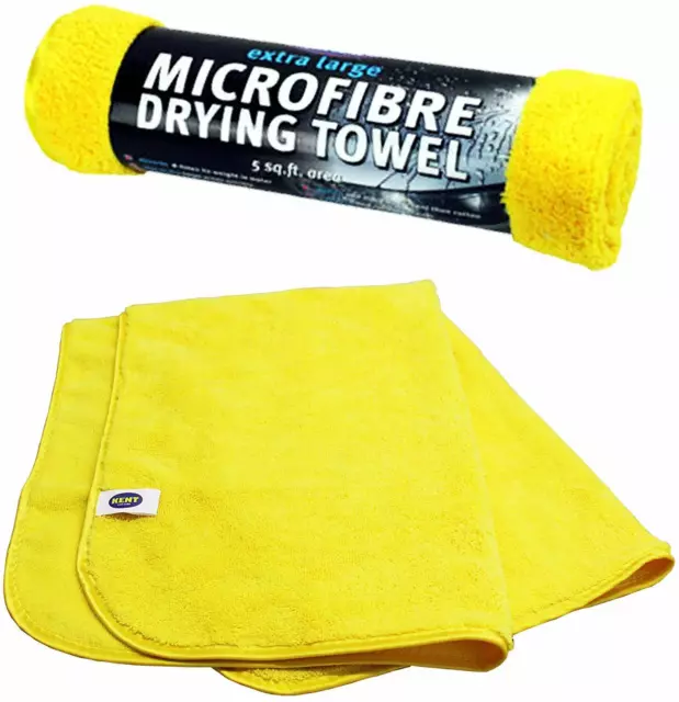 2 Pack Kent Car Cleaning Microfibre Fast Drying Towel Cloth Extra Large 5 Sq Ft