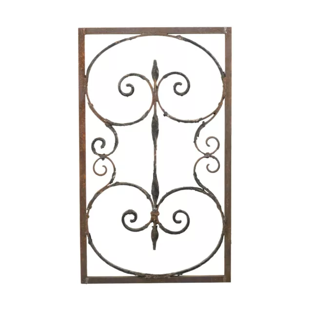 Antique Black Wrought Iron Curled Panel