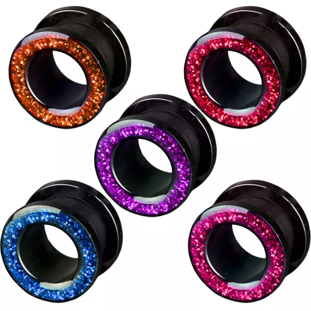 3-12mm Flesh Tunnel Plug Glitter Glitzer Acryl Kunststoff Ohr Piercing Z2c