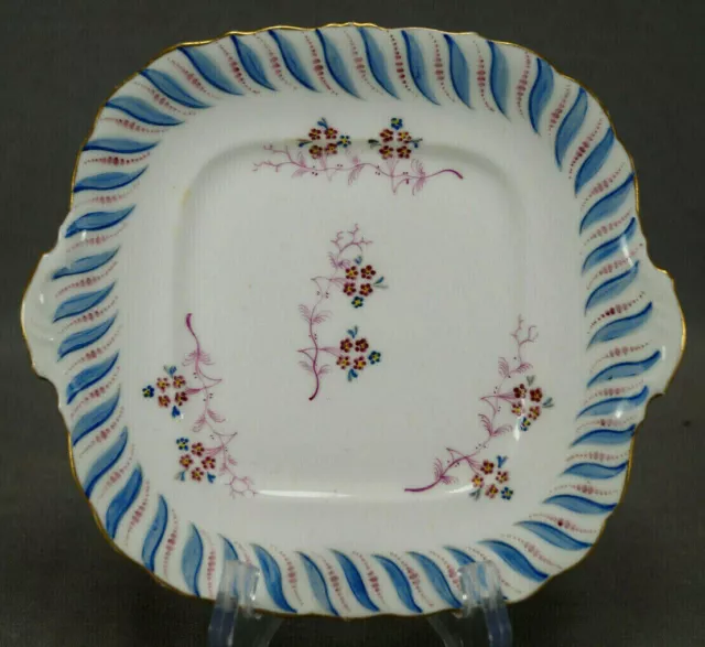 Samuel Alcock Pattern 6021 Blue Red Purple Floral & Gold Small Plate C. 1840s