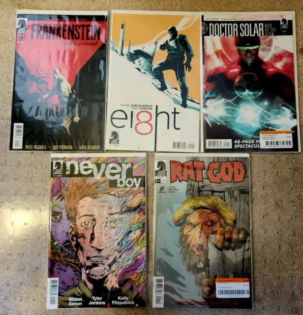 Lot of 5 Dark Horse #1 comics Neverboy, Doctor Solar, Rat God, Frankenstein, 8