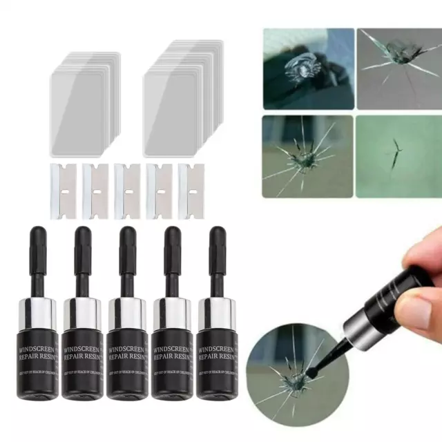 5 pezzi di vetro nano liquido di riparazione per parabrezza in resina crack
