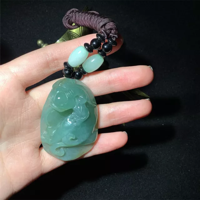 100% Natural Hand-carved Jade Pendant Jadeite Necklace Pi XIU 貔貅 wealth