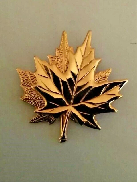 Broche Feuille D'érable Naturelle - Plaquée Or 24 Carats, Occasion En Bon état, Fabriquée En France