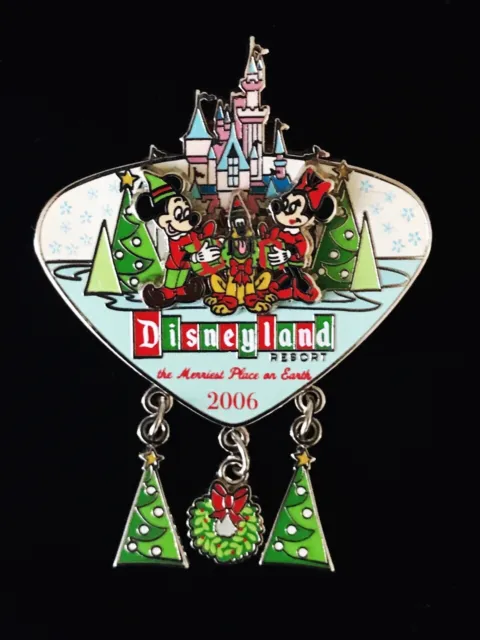 Disney DLR Merriest Place on Earth 2006 Dangle Mickey Minnie and Pluto Pin 50717