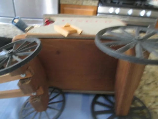 Antique Hand Made Wooden Tinker's Wagon With Amish Couple 7