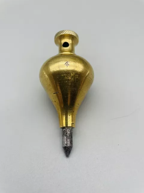 Vintage polished Brass No 4 Plumb Bob, with removable Steel tip