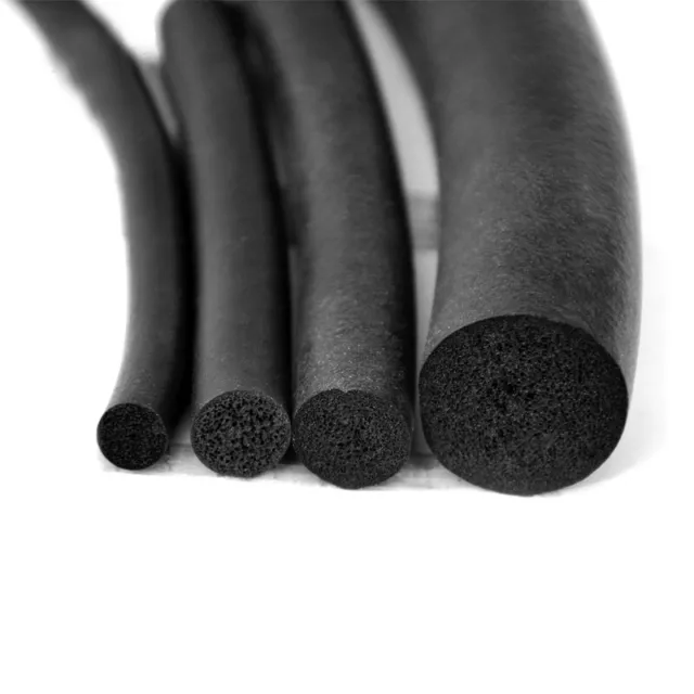 Black EPDM Rubber Foam Sealing Strip Round Bar For Cabinet Door Seal 2mm~25mm