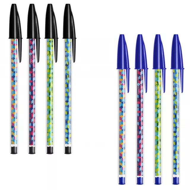 4 Bolígrafos bic Cristal Collection 1MM Negro Azul Moda Medium Papelería 3485