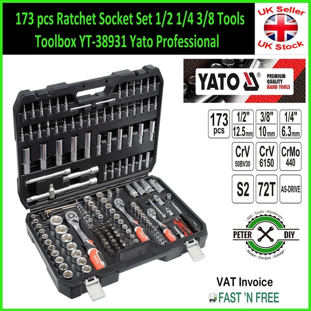 SOCKET SET RATCHET Yato Professional 216 pcs 1/2 1/4 3/8 Tools Toolbox