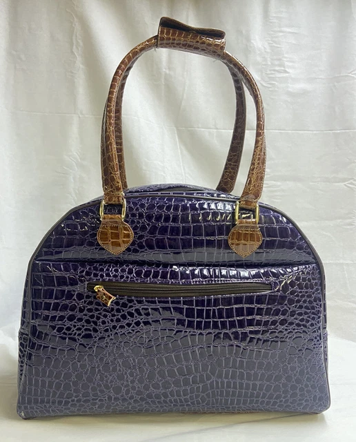 Samantha Brown Travel Bag Weekend Purple Carry On Croc Embossed 2
