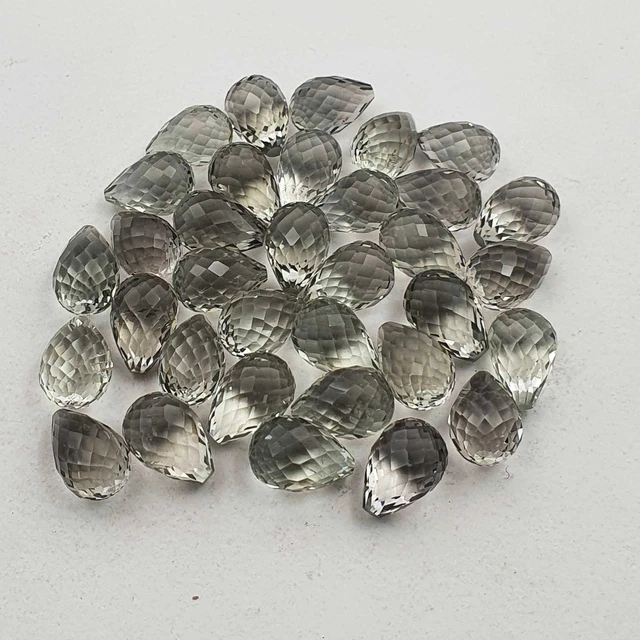 Natural Green Amethyst Drops Checker Cut Loose Stone Lot 20 Pcs 8*12 MM 104 CT