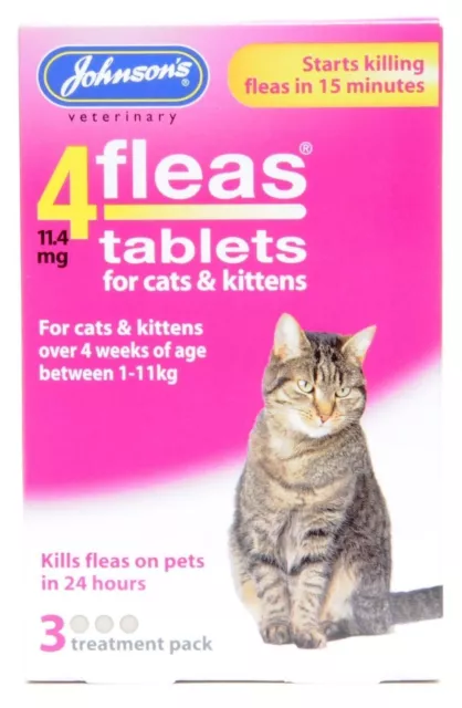 Productos Johnsons para gatos y perros (paquete de 2 x 3 tabletas para pulgas de gato)