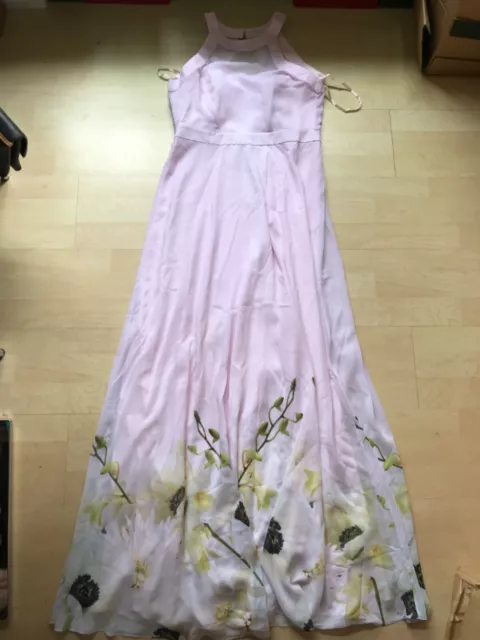Ted Baker Pearly petals pink maxi dress floral chiffon NEW size 8 2