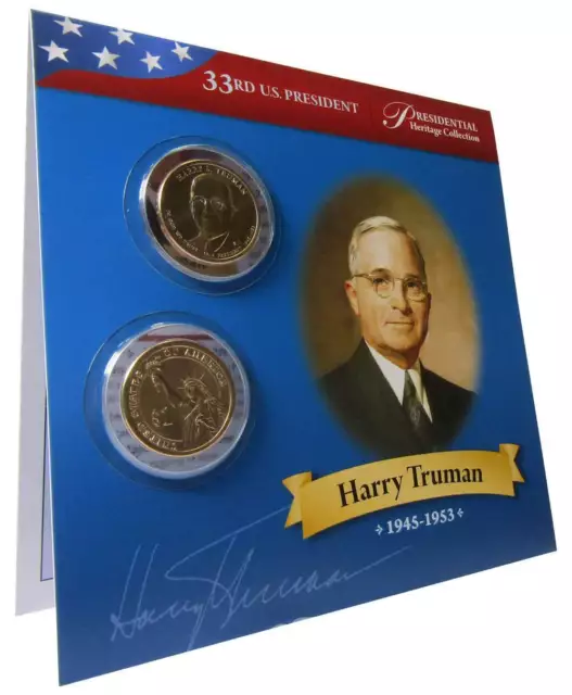 2015 P&D Harry S Truman Presidential Dollar 2 Coin Set BU Uncirculated Bifold