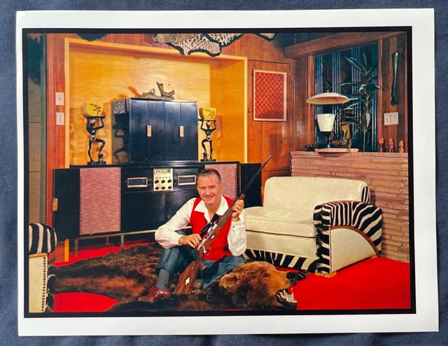 SPACE AGE STEREO Bachelor Pad PHOTO Hunter's Den MID CENTURY MODERN Bear Skin Ru