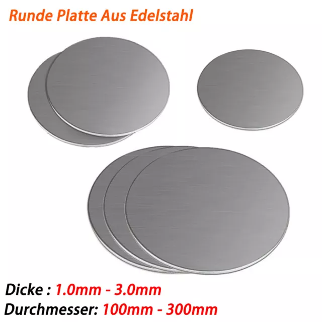 304 Edelstahl A2 Ronde Scheibe Dicken 1mm~3mm Metall Ronde Platte Ø100mm-300mm