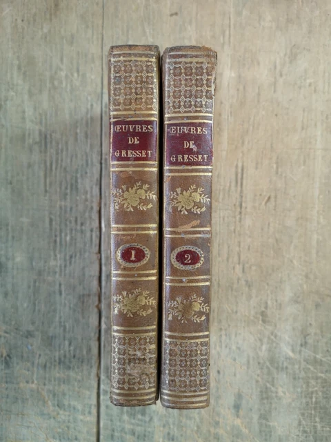 Oeuvres De M. Gresset – 1805 – Complet En 2 Volumes Reliés Cuir – Bon état