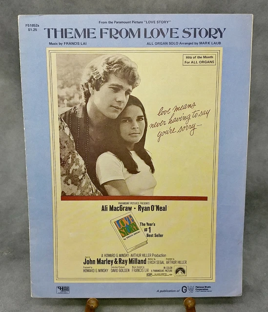 Theme From “Love Story” Sheet Music ORGAN SOLO, Francis Lai / Mark Laub 1971