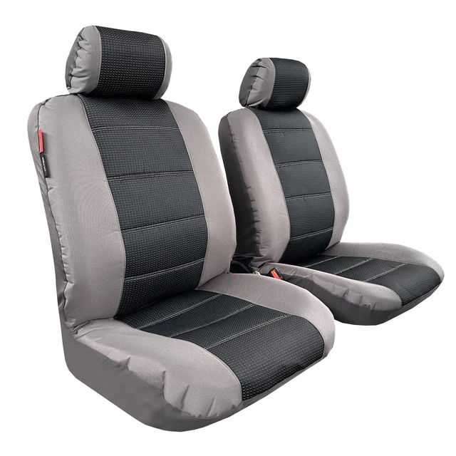 CAR SEAT COVERS For GWM Ute Cannon Canvas Jacquard Front Pair GREY