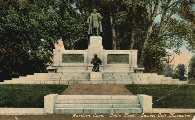 Vintage Postcard 1910's Colt's Park Samuel Colt Monument Hartford Connecticut