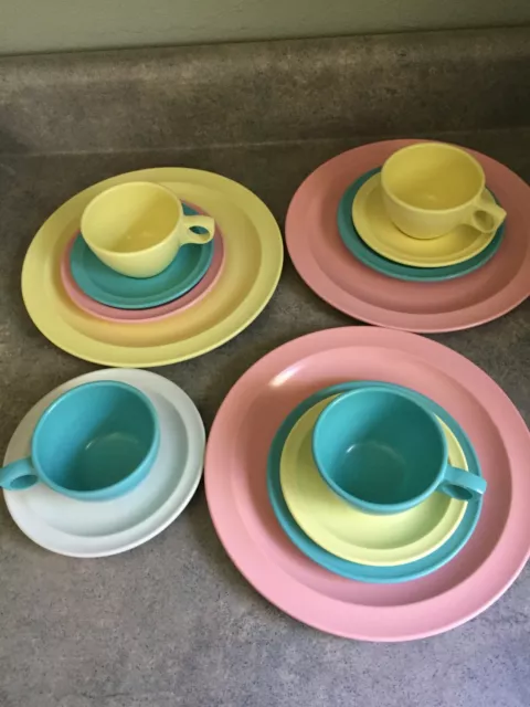 14 Melamine Prolon Ware 3 Plates 10" No 9920 4 Bread Plates No 9923 Saucers/Cups