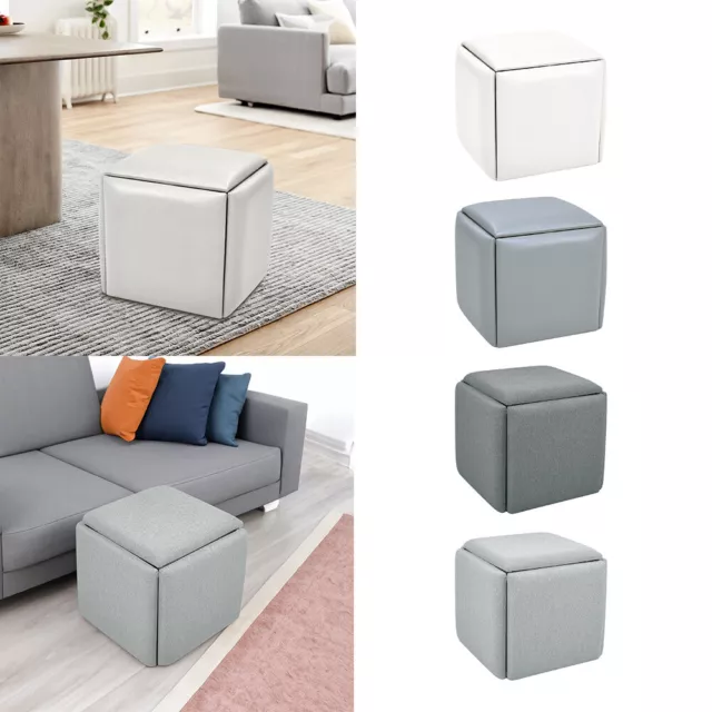 Magic Cube Stools 5-In-1 Square Nesting Ottoman Footrest Coffee Table Stool Seat