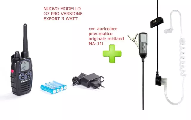 Ricetrasmittente Midland G7 3W Nuovo Include 1 Radio +Auricolare Trasparente