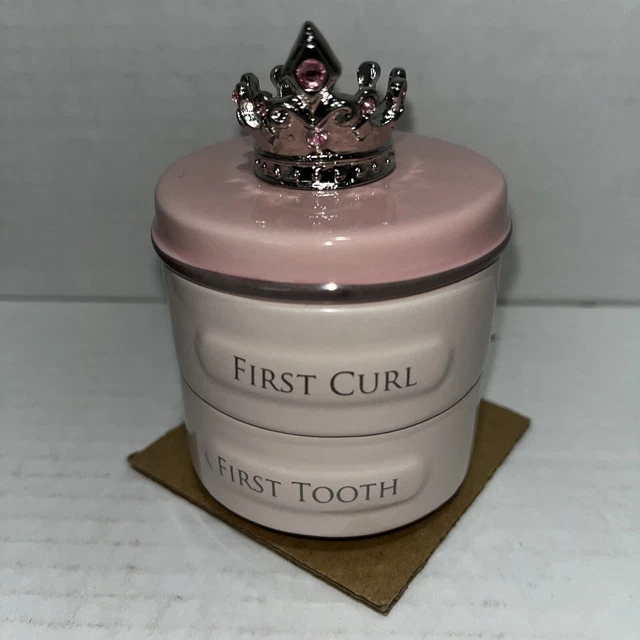 DEMDACO First Tooth and Curl Keepsake Box Pink Ceramic Gift - New In Box