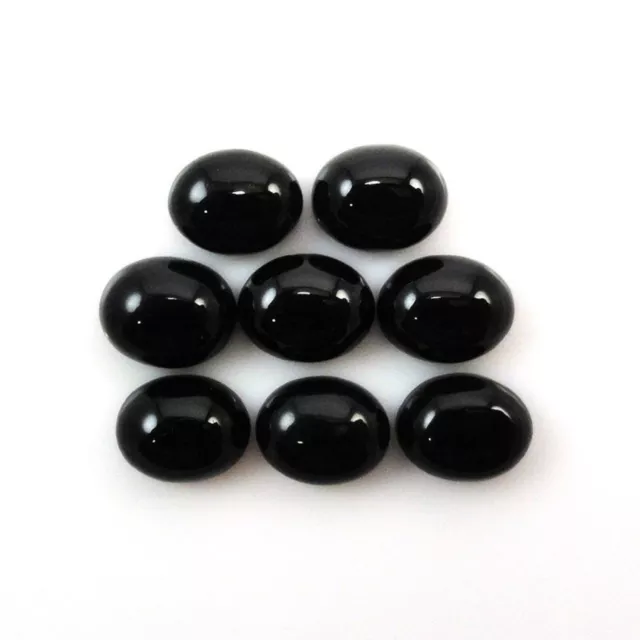 Naturale Onice Nera Cabochon Ovale Forma Sfuso Gemme Misura 3x5mm 10 Peaces