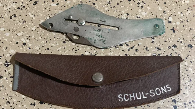 Antique Schul-Sons Razor Blade Holder Furrier Vintage Leather Sheath