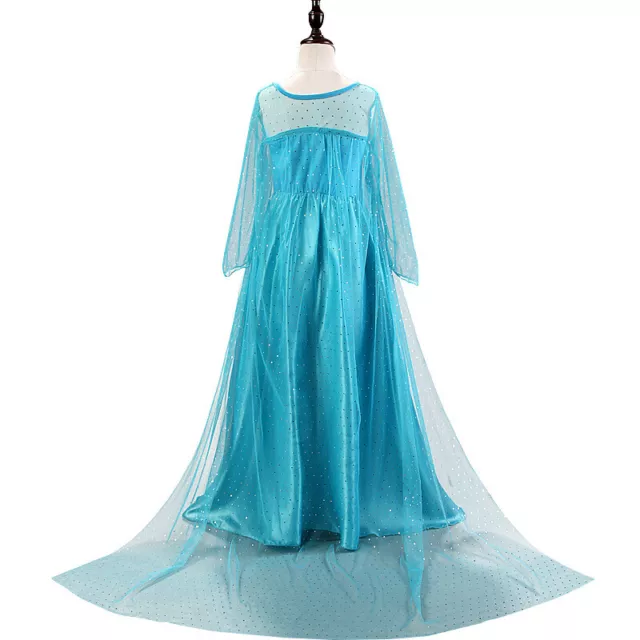 Kids Girls Princess ELSA Dress Queen Cosplay Costume Fancy Anna Dress&Free Crown 9