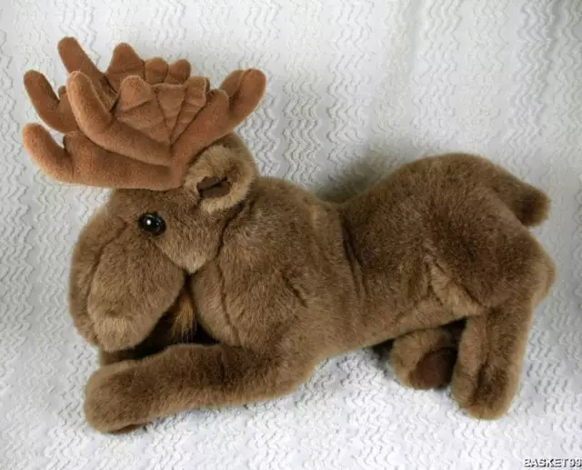 Cascade Toy Brown Plush Sitting Moose w Antlers Stuffed Animal SO SOFT 14"